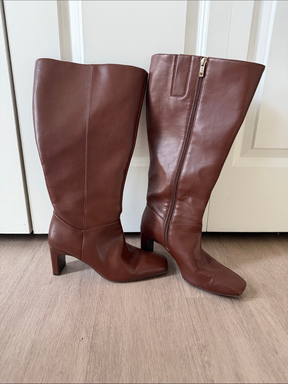 Naturalizer Brown Leather Knee-High Boots with Side Zip
